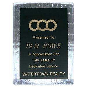 5 3/4"" x 7 3/4" Clear Sculpted Ice Standing Plaque