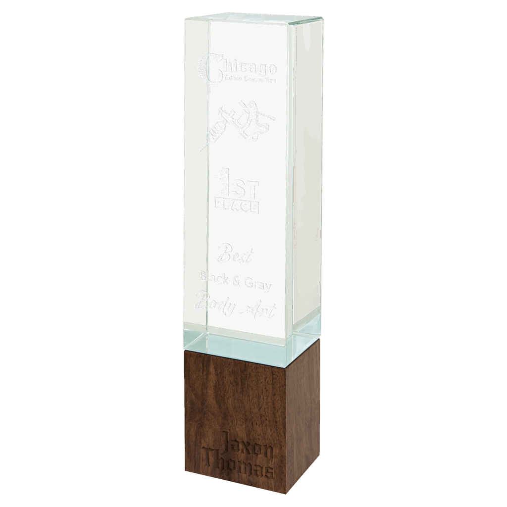 9 3/4" Rectangle Sierra Glass with Walnut Base