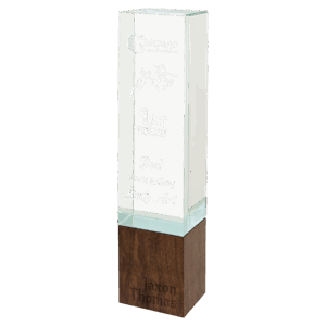 9 3/4" Rectangle Sierra Glass with Walnut Base