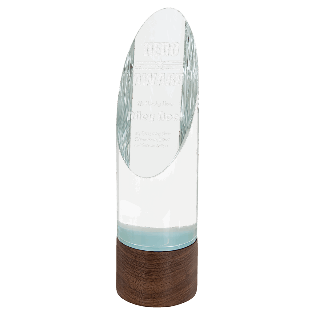 9 3/4" Cylinder Sierra Glass with Walnut Base