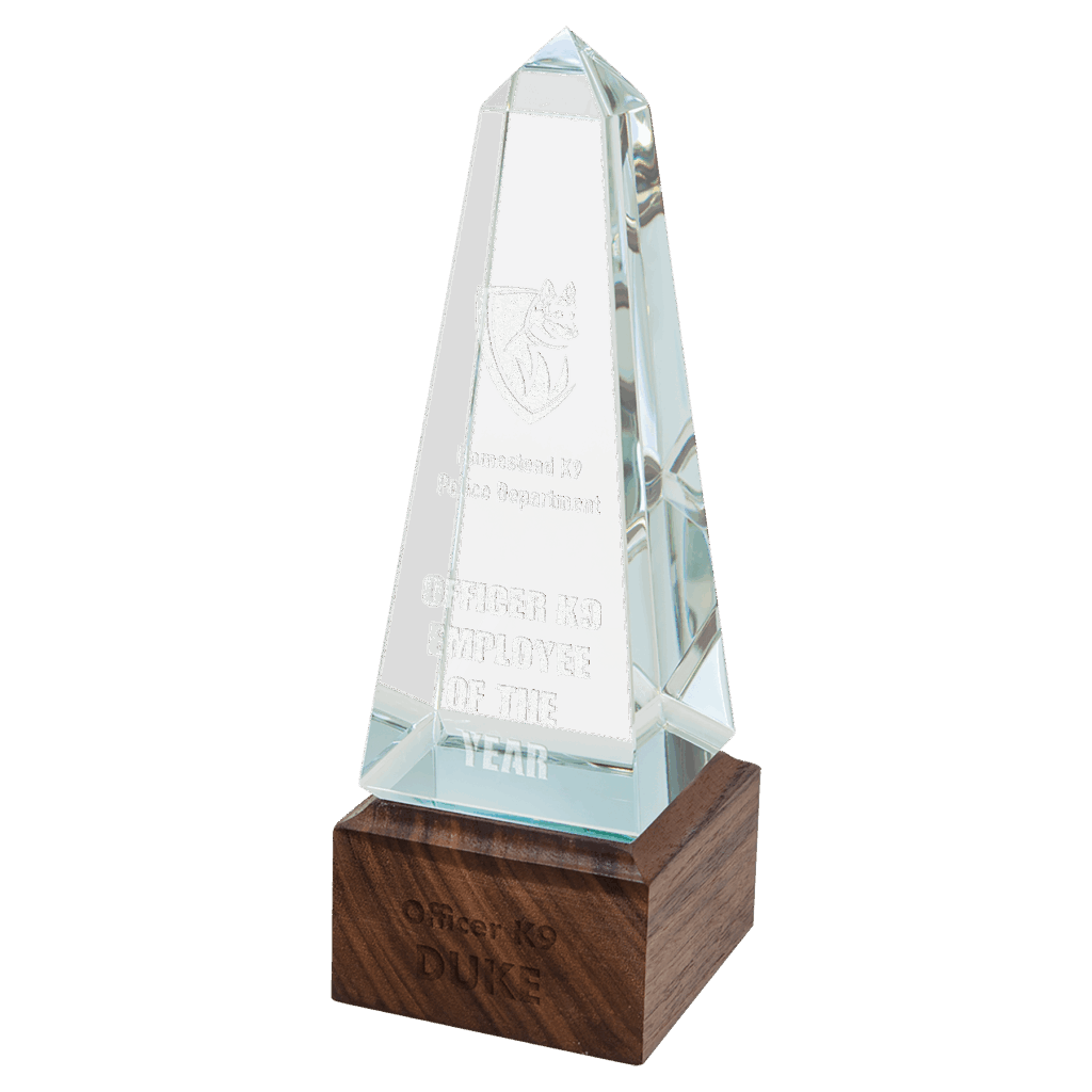 9" Obelisk Sierra Glass with Walnut Base