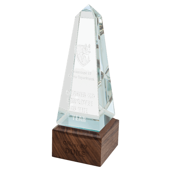 9" Obelisk Sierra Glass with Walnut Base