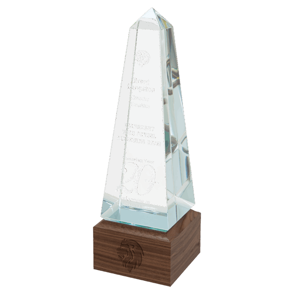 9 3/4" Obelisk Sierra Glass with Walnut Base