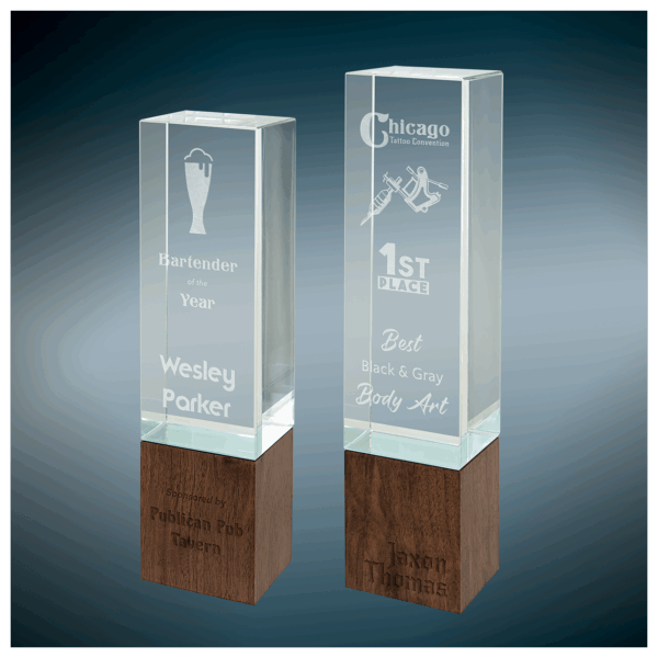 Rectangle Sierra Glass with Walnut Base Sample Set