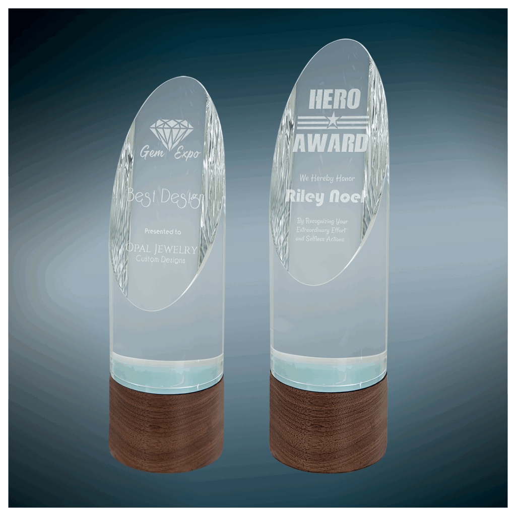 Cylinder Sierra Glass with Walnut Base Sample Set