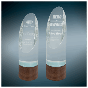 Cylinder Sierra Glass with Walnut Base Sample Set