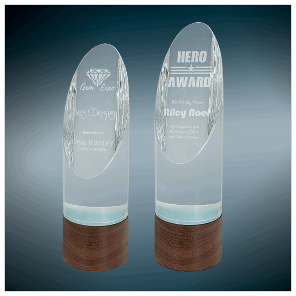 Cylinder Sierra Glass with Walnut Base Sample Set