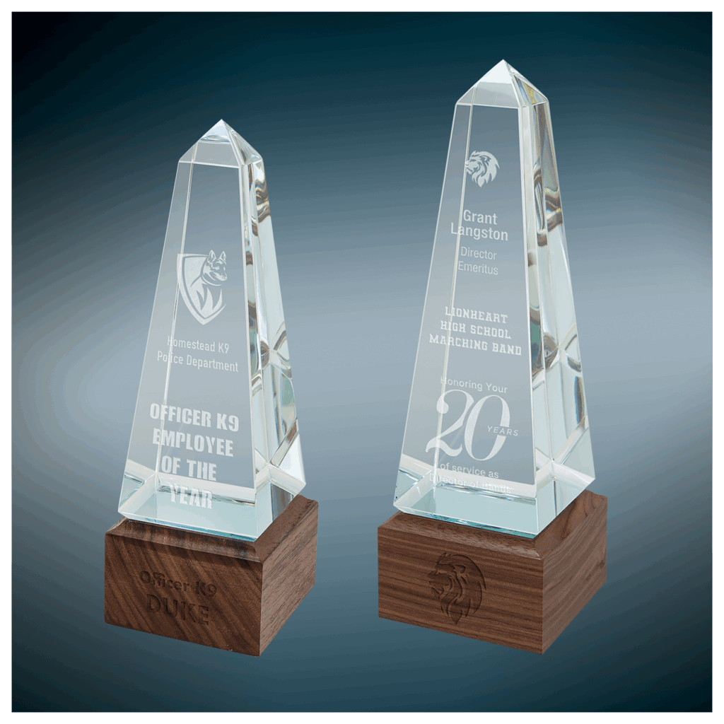 Obelisk Sierra Glass with Walnut Base Sample Set