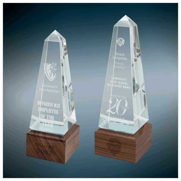 Obelisk Sierra Glass with Walnut Base Sample Set
