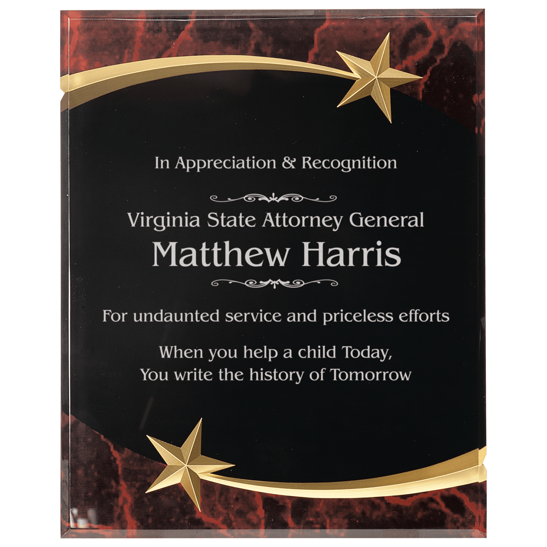 7" x 9" Red Marble Shooting Star Acrylic Plaque