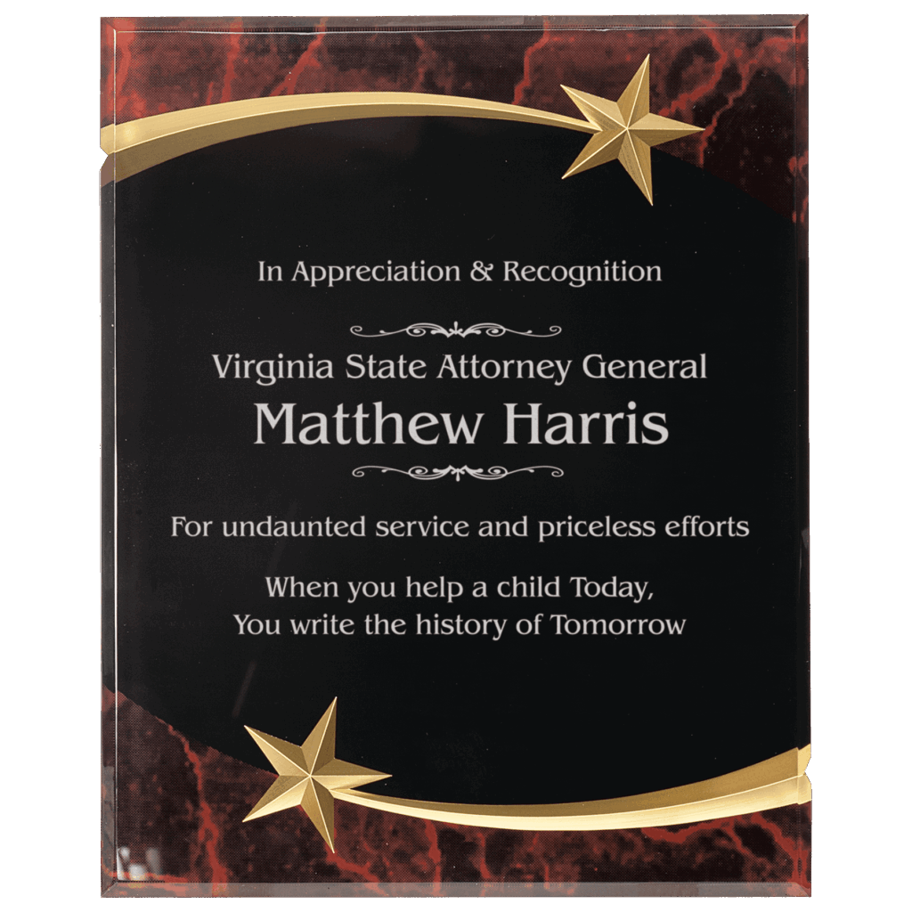 8" x 10" Red Marble Shooting Star Acrylic Plaque