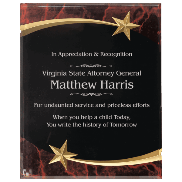 8" x 10" Red Marble Shooting Star Acrylic Plaque