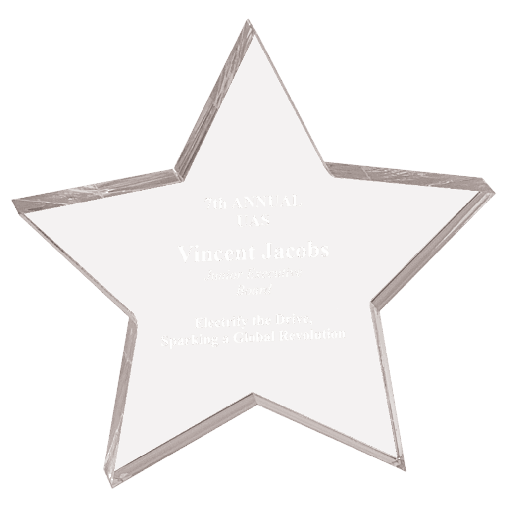 5" x 5" Clear Star Acrylic Paperweight