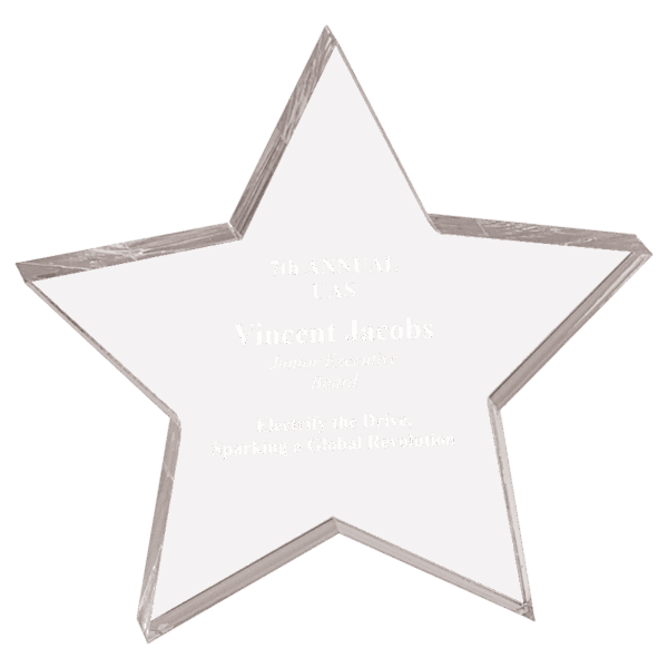 5" x 5" Clear Star Acrylic Paperweight