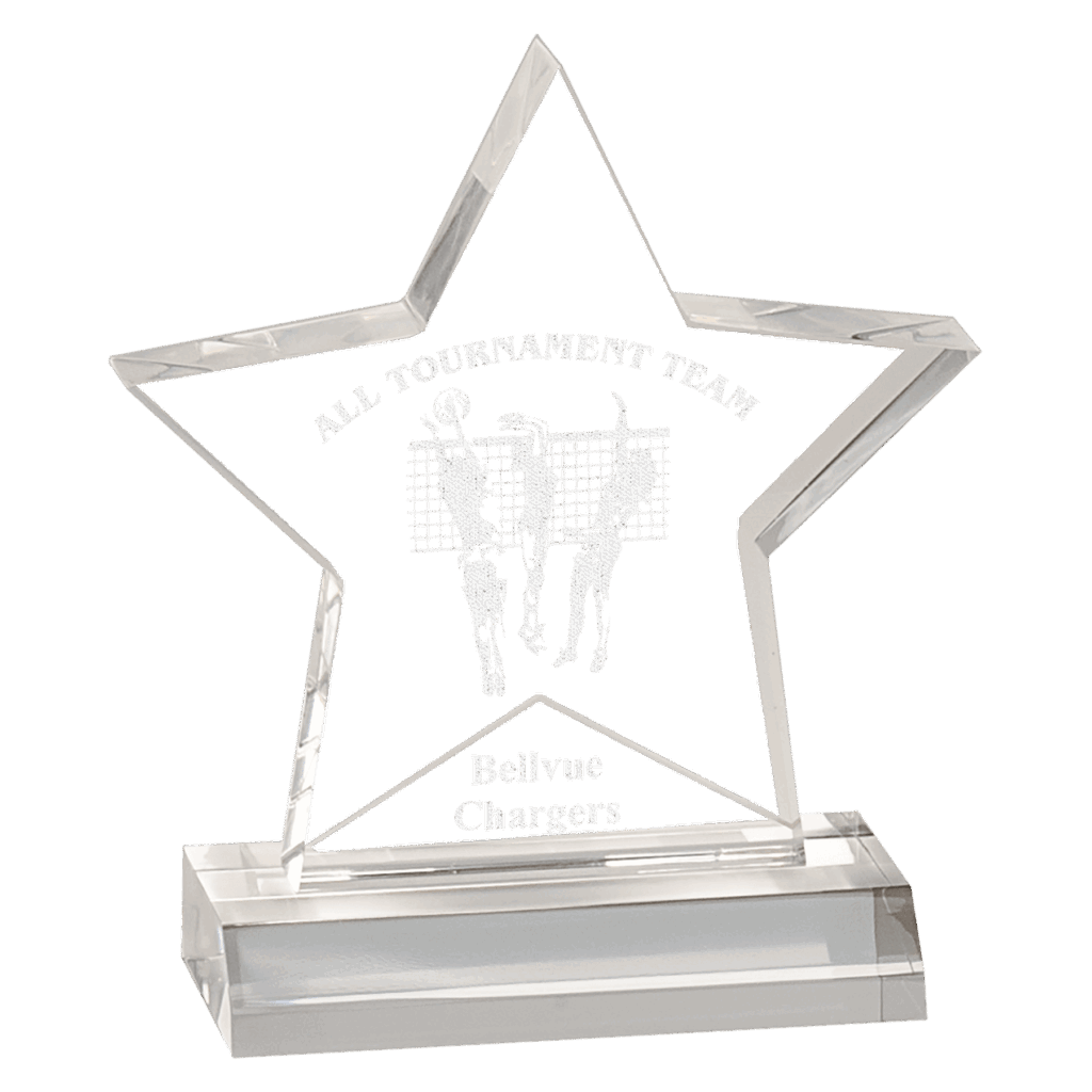 5" x 5" Clear Star Acrylic Award with 4" Base