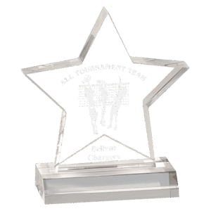5" x 5" Clear Star Acrylic Award with 4" Base