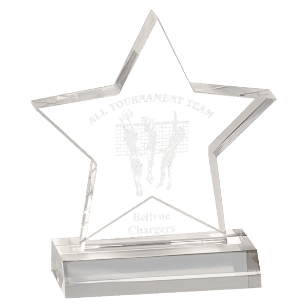 5" x 5" Clear Star Acrylic Award with 4" Base