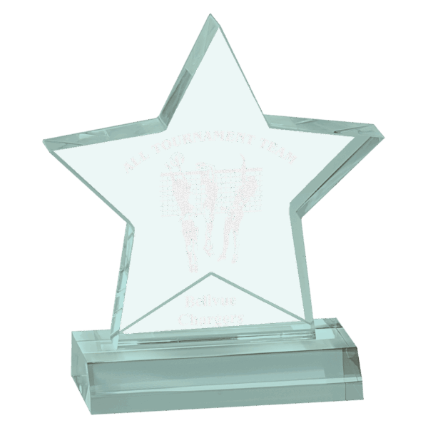 5" x 5" Jade Star Acrylic Award with 4" Base