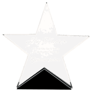 5 3/4" x 5 1/2" Clear Glass Star on Black Base