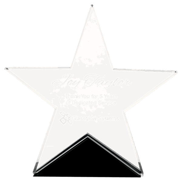 5 3/4" x 5 1/2" Clear Glass Star on Black Base