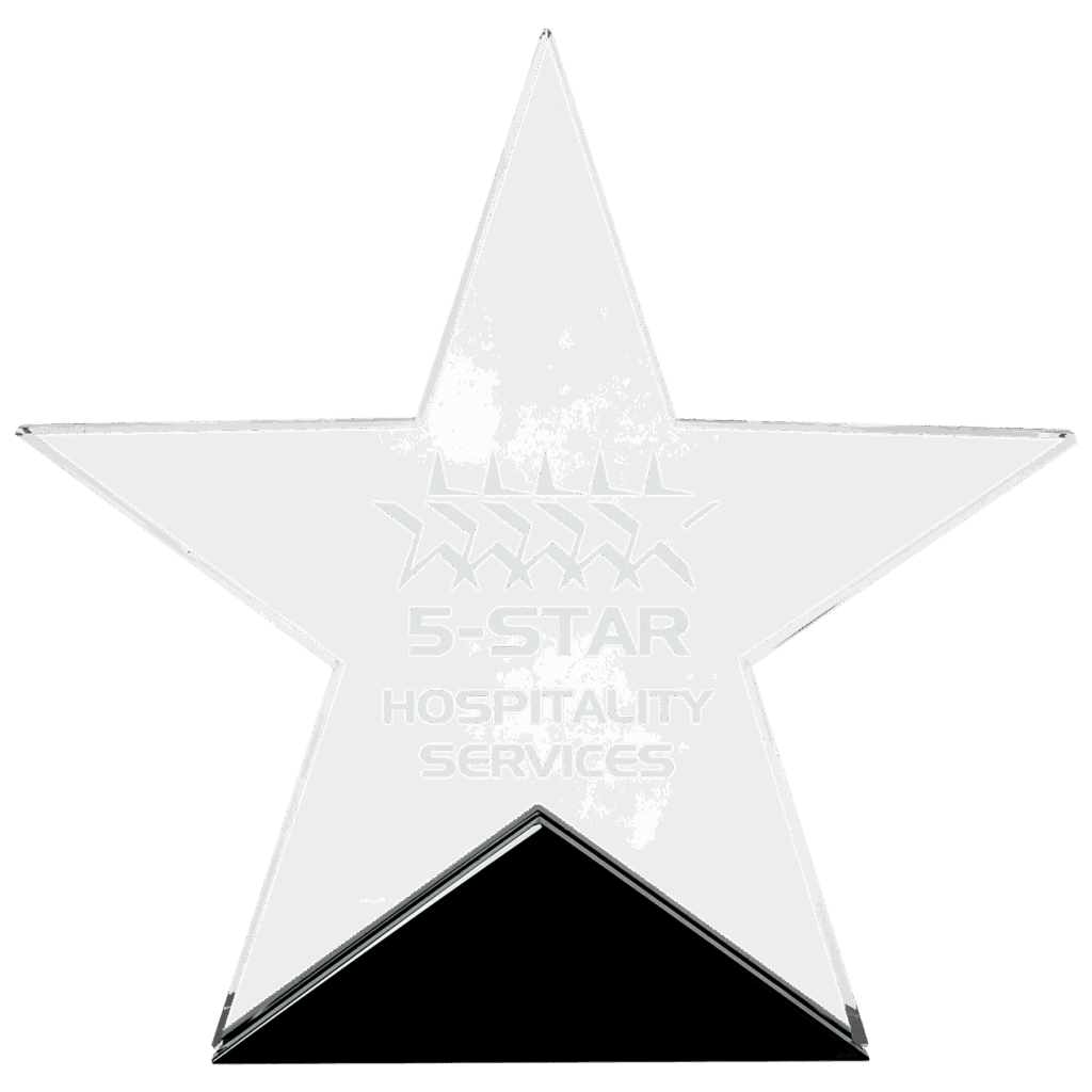 6 3/4" x 6 1/2" Clear Glass Star on Black Base