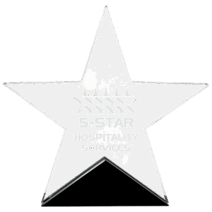 6 3/4" x 6 1/2" Clear Glass Star on Black Base
