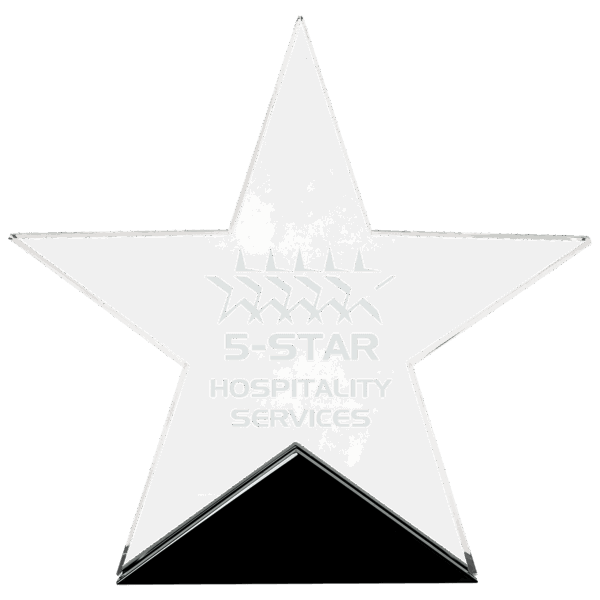 6 3/4" x 6 1/2" Clear Glass Star on Black Base