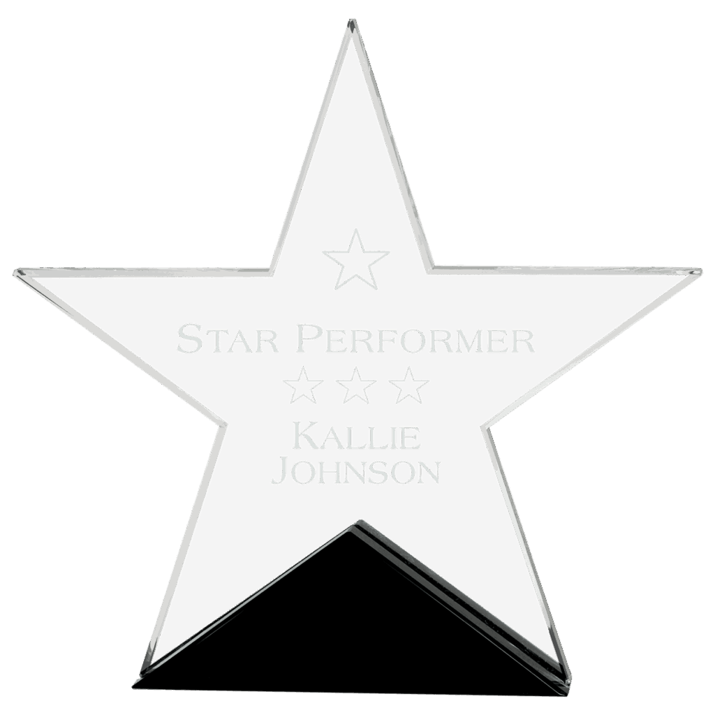 7 3/4" x 7 1/2" Clear Glass Star on Black Base