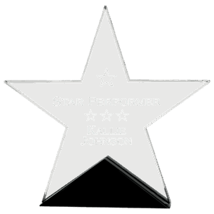 7 3/4" x 7 1/2" Clear Glass Star on Black Base
