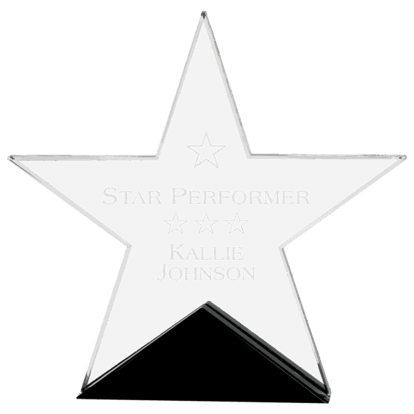 7 3/4" x 7 1/2" Clear Glass Star on Black Base