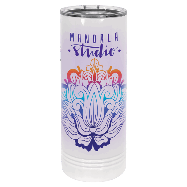 Polar Camel 22 oz. White Sublimatable Skinny Tumbler with Slider Lid