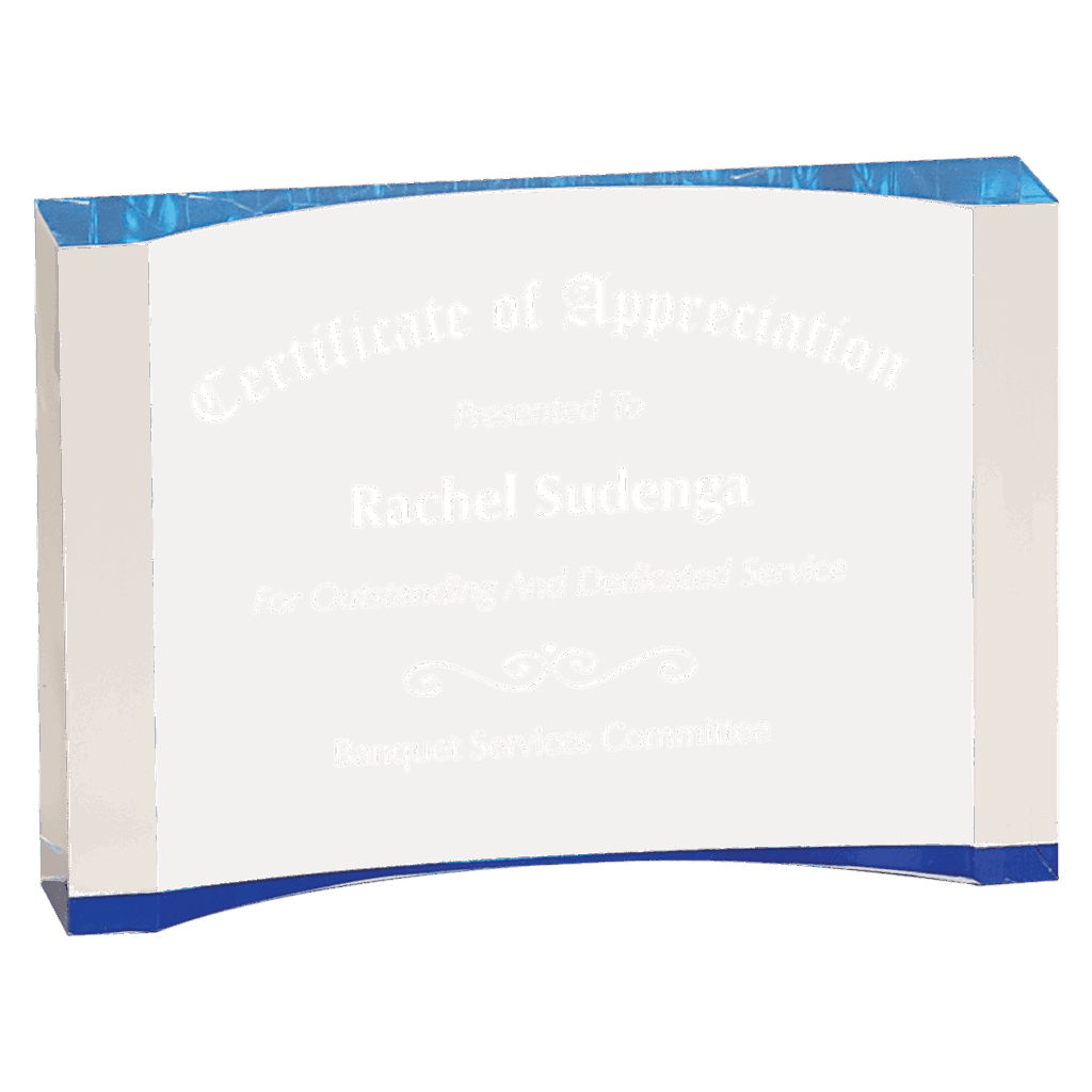 5" x 3 1/2" Blue 1" Thick Acrylic Crescent