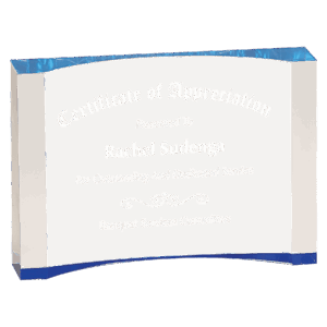 7" x 4 1/2" Blue 1" Thick Acrylic Crescent