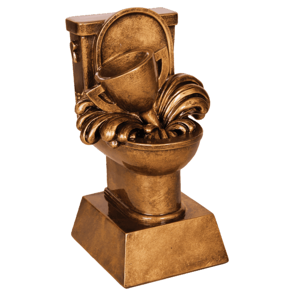 6" Antique Gold Toilet Loser Resin