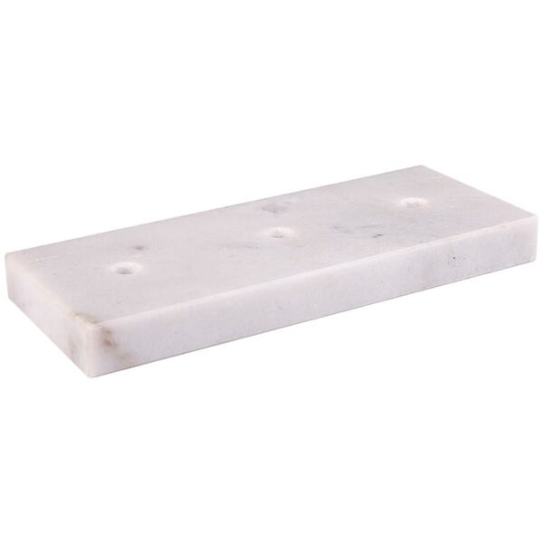 3" x 7 1/2" White 3 Hole Countersunk Trophy Marble Base