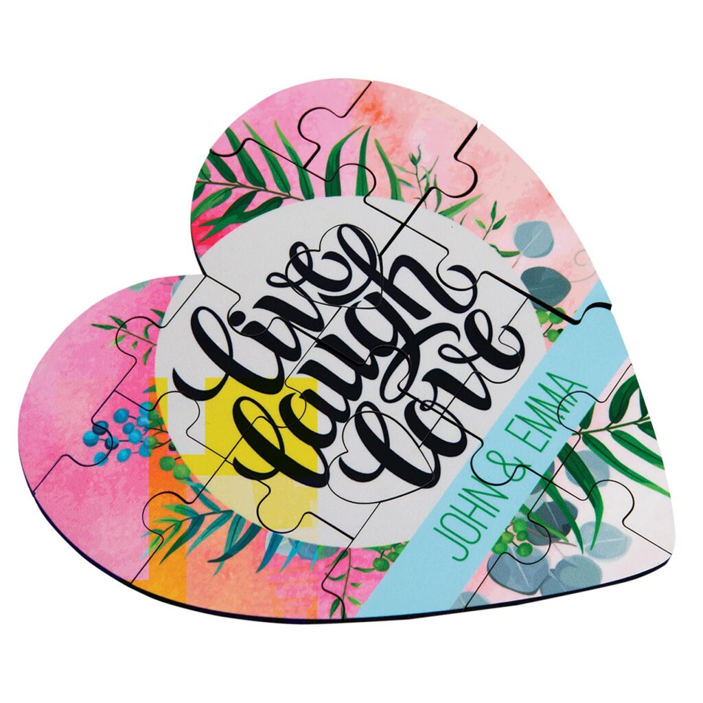 5" x 5" White Sublimatable Heart 16-Piece Puzzle