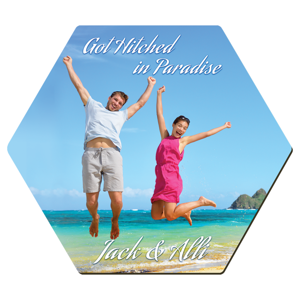 4"x 3.5" Gloss White Unisub Sublimatable MDF Hexagon Coaster w/Cork Back