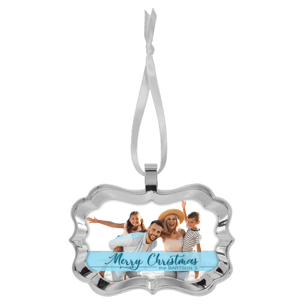 4.25" x 3" Benelux Metal Ornament with White Ribbon