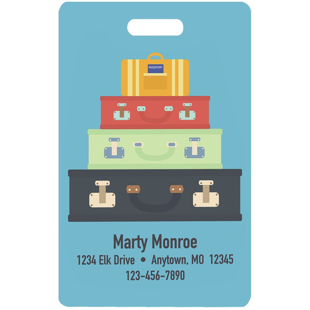 2 1/8" x 3 3/8" White Aluminum 2-Sided Luggage Tag with Slot