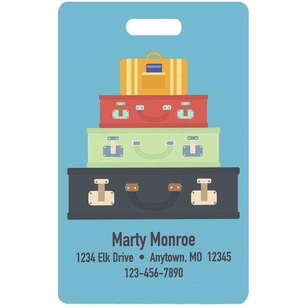 2 1/8" x 3 3/8" White Aluminum 2-Sided Luggage Tag with Slot
