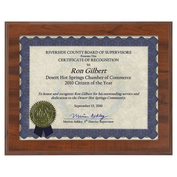 13" x 10 1/2" Value Cherry Finish Slide-In Frame Plaque with 11" x 8 1/2" Window