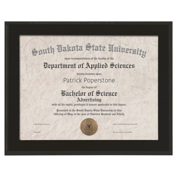 13" x 10 1/2" Value Matte Black Finish Slide-In Plaque w/ 11" x 8 1/2" Window