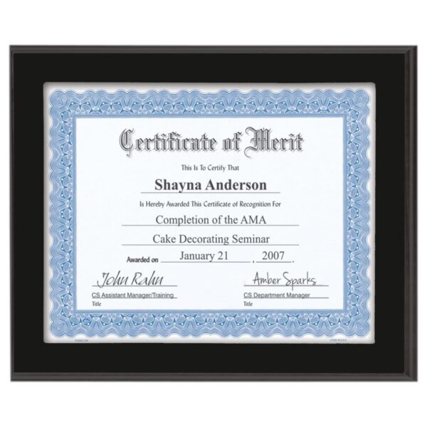 12" x 10" Value Matte Black Finish Slide-In Frame Plaque 10" x 8" Window