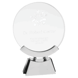 7 3/4" Round Voyager Glass with Silver/Black Base