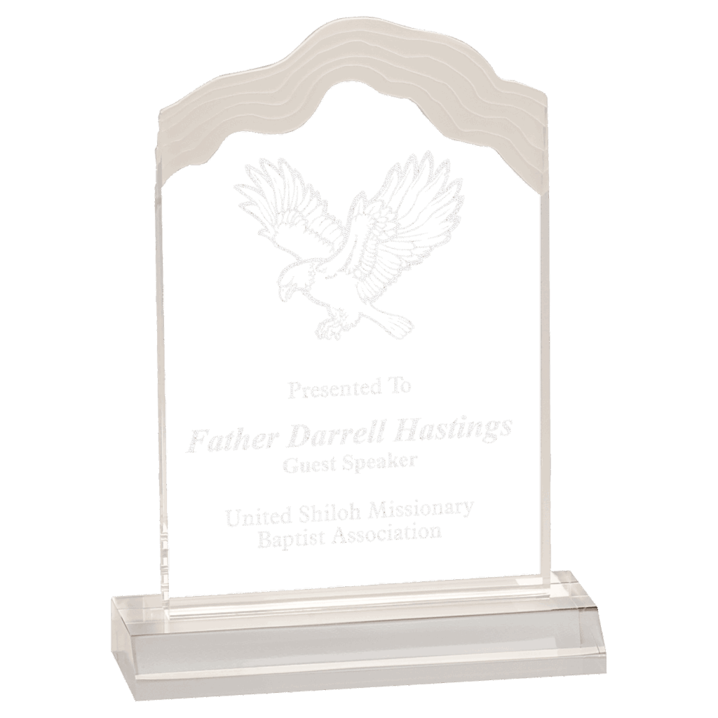 5" x 8" Clear Frosted White Cap Edge Acrylic with 6" Base
