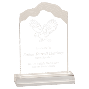 5" x 8" Clear Frosted White Cap Edge Acrylic with 6" Base