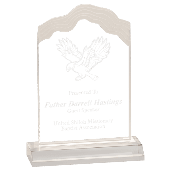 5" x 8" Clear Frosted White Cap Edge Acrylic with 6" Base