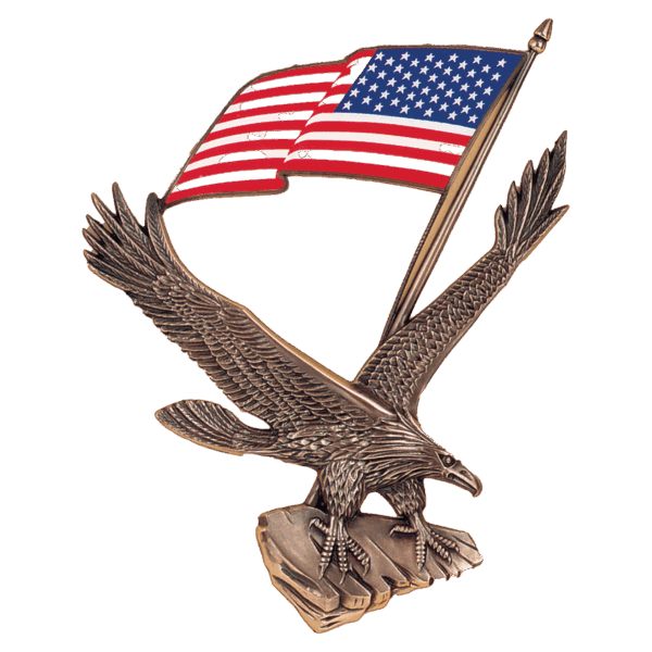 4 1/4" x 6" Antique Bronze Eagle with Flag