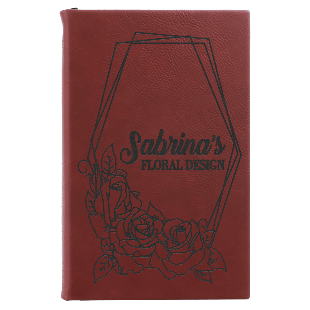 5 1/4" x 8 1/4" Rose Laserable Leatherette Sketch Book with Unlined Notepad