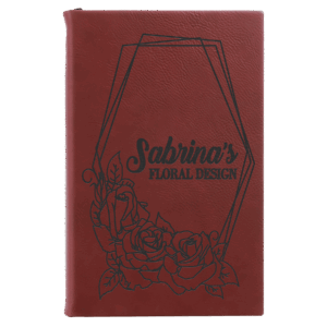 5 1/4" x 8 1/4" Rose Laserable Leatherette Sketch Book with Unlined Notepad